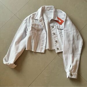 NWT white denim jacket crop cropped
